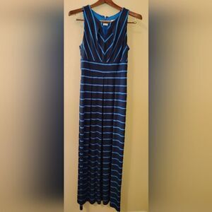 keyhole neckline long dress sleeveless maxi striped pattern size large casual